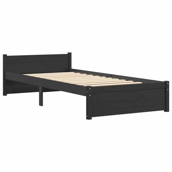 Massivholzbett Schwarz 90x200 cm