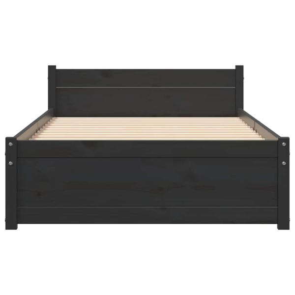 Massivholzbett Schwarz 90x200 cm