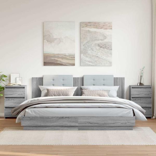 ARDEBO.de - Nachttische 2 Stk. Grau Sonoma 40x35x62,5 cm Holzwerkstoff