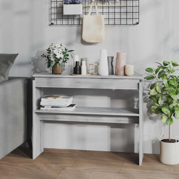 ARDEBO.de - Konsolentisch Grau Sonoma 102x30x80 cm Holzwerkstoff