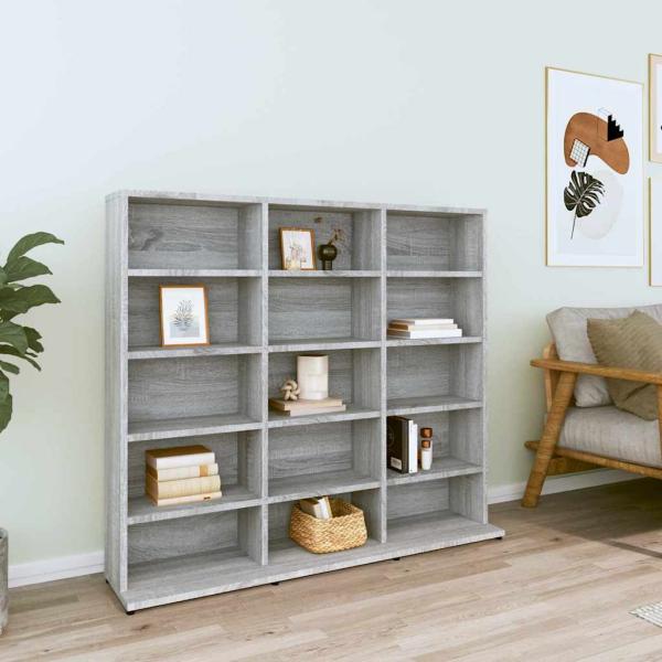 ARDEBO.de - CD-Regal Grau Sonoma 100x23x89,5 cm Holzwerkstoff