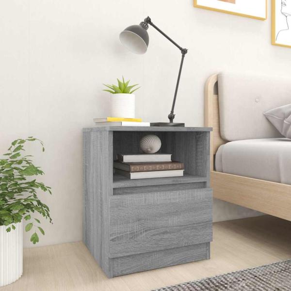 ARDEBO.de - Nachttisch Grau Sonoma 40x40x50 cm Holzwerkstoff