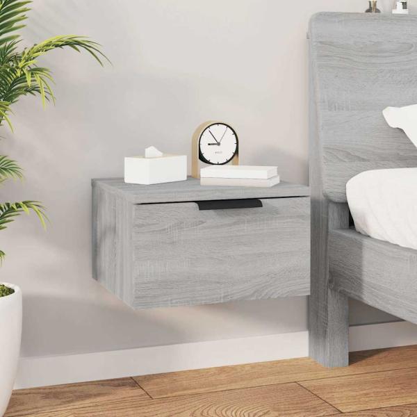 ARDEBO.de - Wand-Nachttisch Grau Sonoma 34x30x20 cm