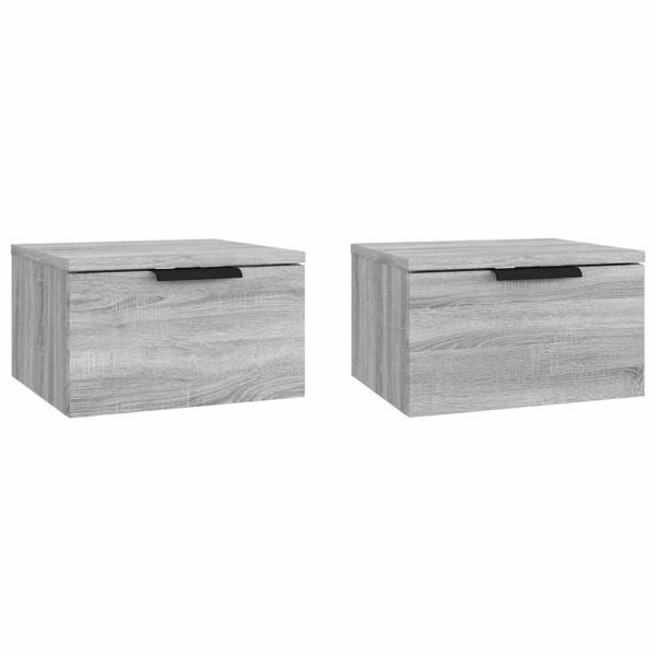 Wand-Nachttische 2 Stk. Grau Sonoma 34x30x20 cm