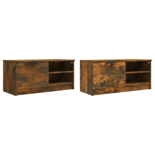 TV-Schränke 2 Stk. Räuchereiche 80x35x36,5 cm Holzwerkstoff