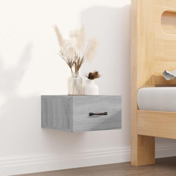 ARDEBO.de - Wand-Nachttisch Grau Sonoma 35x35x20 cm