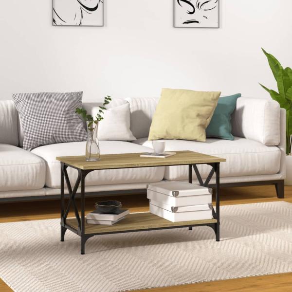 ARDEBO.de - Couchtisch Sonoma Eiche 80x45x45 cm Holzwerkstoff und Eisen