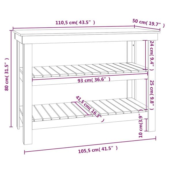 Werkbank Weiß 110,5x50x80 cm Massivholz Kiefer