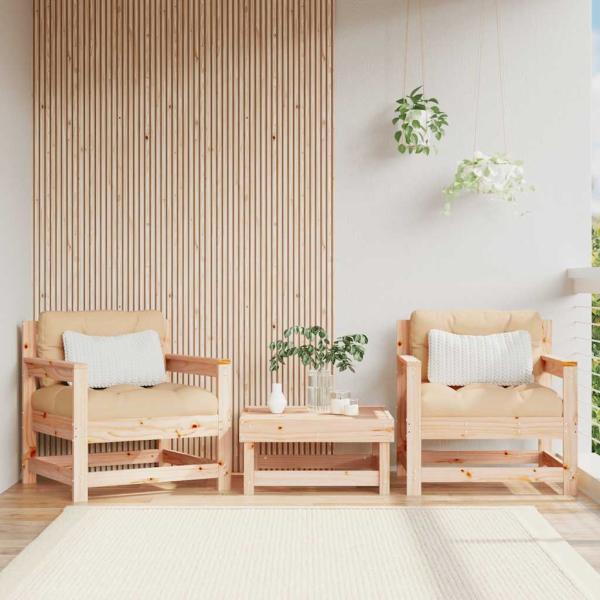 ARDEBO.de - Gartenstühle mit Kissen 2 Stk. Massivholz Kiefer
