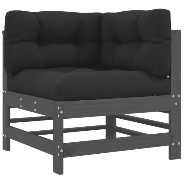 Ecksofas mit Kissen 2 Stk. Grau Massivholz Kiefer