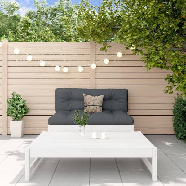 ARDEBO.de - 2-tlg. Garten-Lounge-Set Weiß Massivholz Kiefer