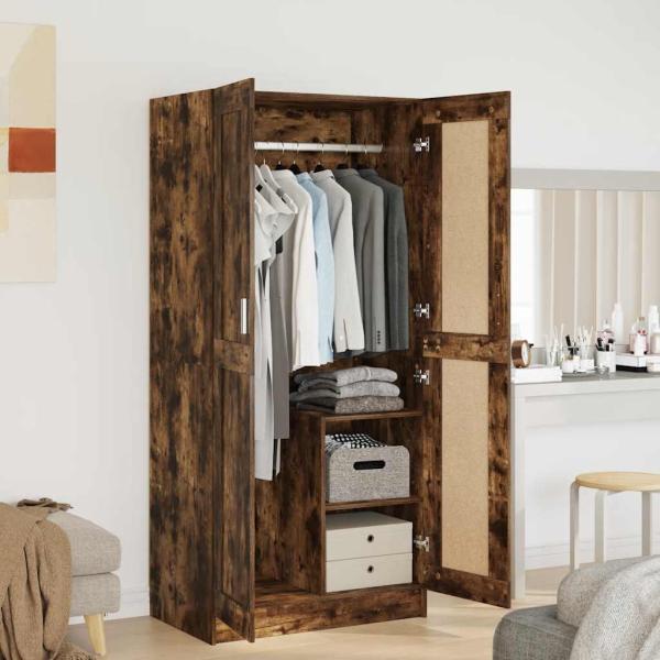 ARDEBO.de - Kleiderschrank Räuchereiche 82,5x51,5x180 cm Holzwerkstoff