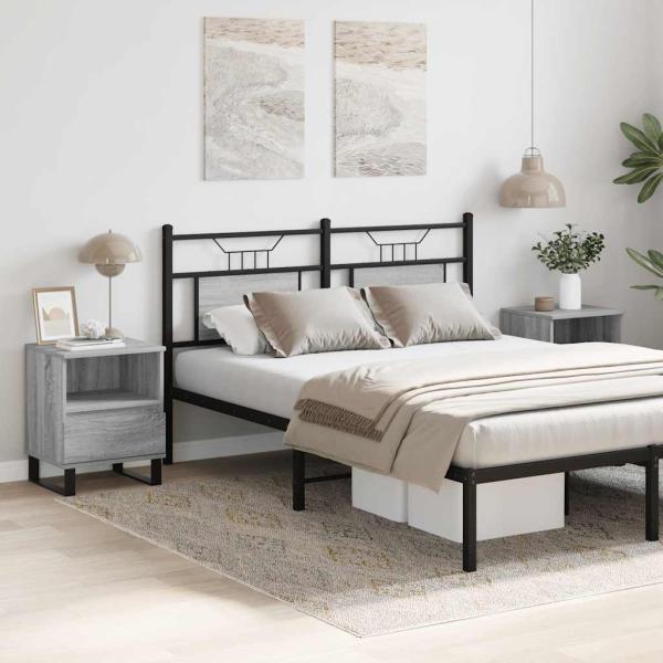 Nachttische 2 Stk. Grau Sonoma 40x35x50 cm Holzwerkstoff