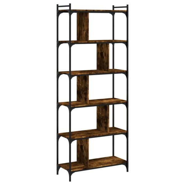B?cherregal 6 B?den R?uchereiche 76x32x192 cm Holzwerkstoff