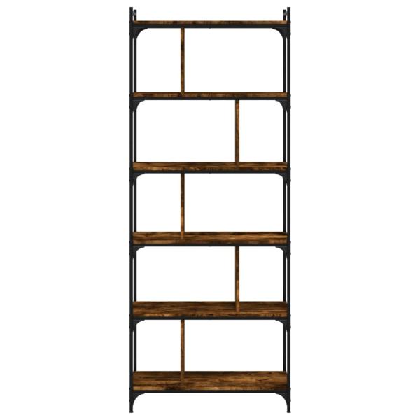 B?cherregal 6 B?den R?uchereiche 76x32x192 cm Holzwerkstoff
