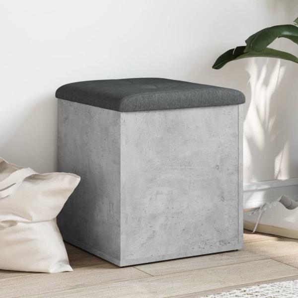ARDEBO.de - Sitzbank mit Stauraum Betongrau 42x42x45 cm Holzwerkstoff