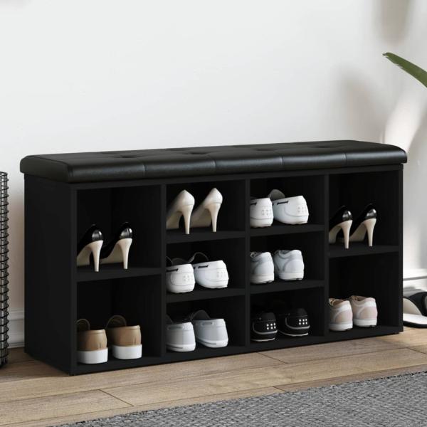 ARDEBO.de - Schuhbank Schwarz 102x32x50 cm Holzwerkstoff