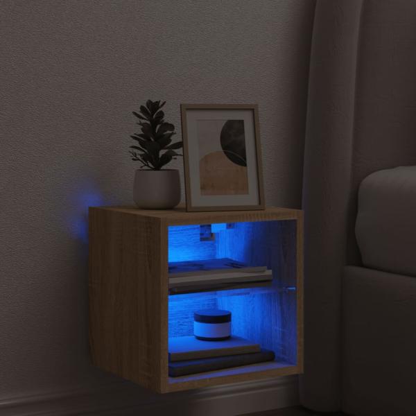 TV-Wandschrank mit LED-Leuchten Sonoma-Eiche 30x28,5x30 cm