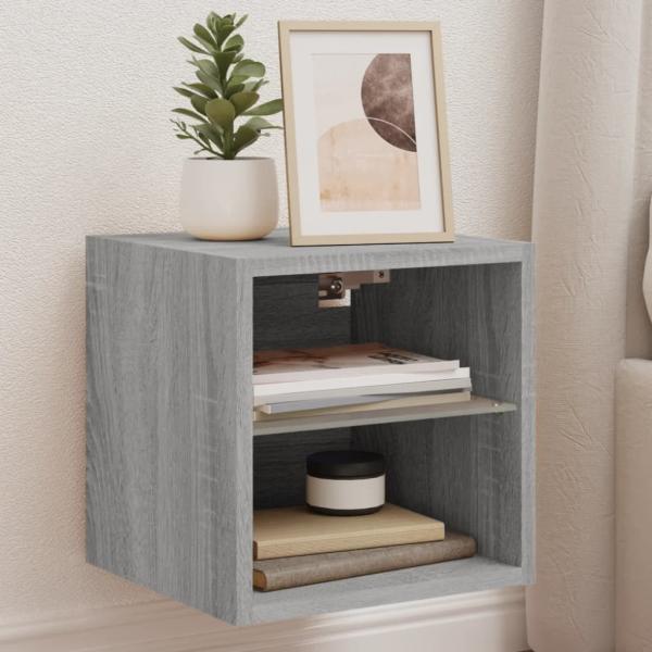 ARDEBO.de - TV-Wandschrank mit LED-Leuchten Grau Sonoma 30x28,5x30 cm