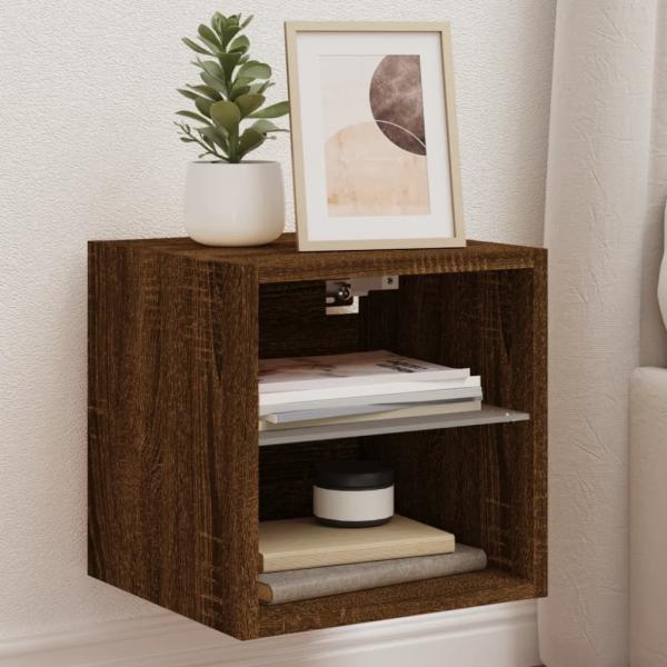 ARDEBO.de - TV-Wandschrank mit LED-Leuchten Braun Eichen-Optik 30x28,5x30cm