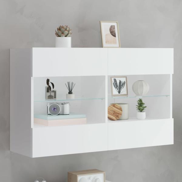 ARDEBO.de - TV-Wandschrank mit LED-Leuchten Weiß 98,5x30x60,5 cm
