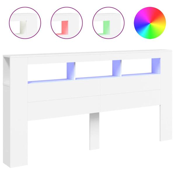 LED-Kopfteil Weiß 200x18,5x103,5 cm Holzwerkstoff