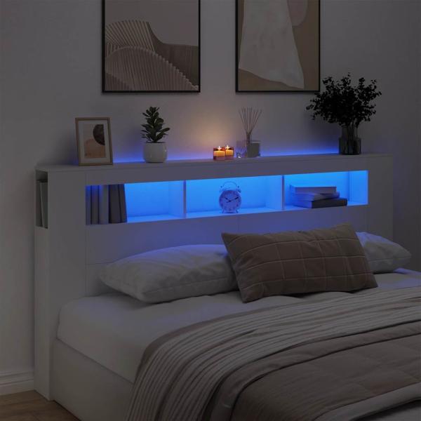 LED-Kopfteil Weiß 200x18,5x103,5 cm Holzwerkstoff