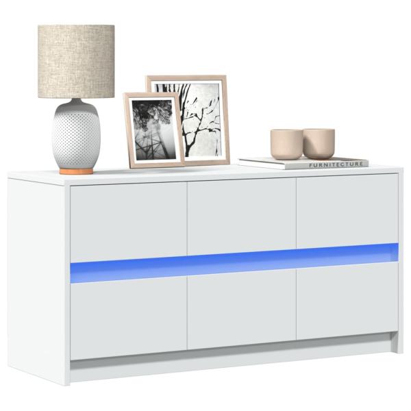 ARDEBO.de - TV-Schrank mit LED-Beleuchtung Weiß 100x34x50 cm Holzwerkstoff