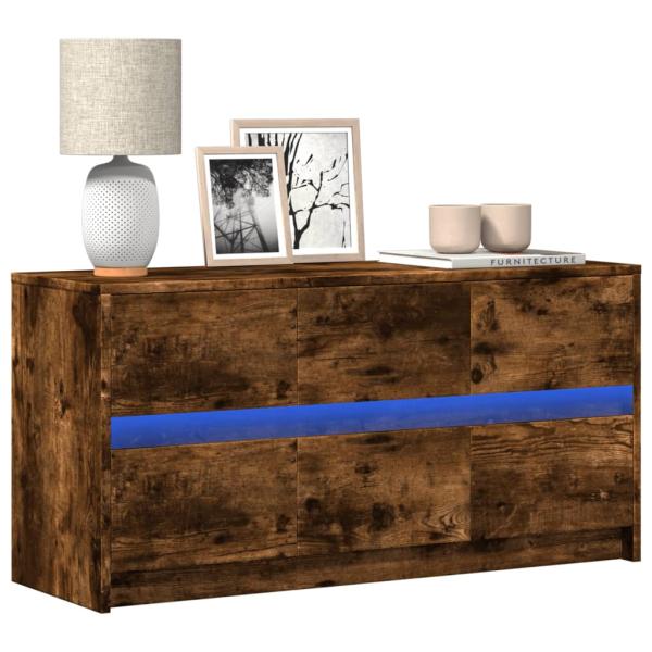 ARDEBO.de - TV-Schrank mit LED-Beleuchtung Räuchereiche 100x34x50 cm