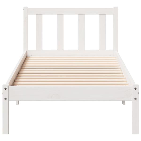 Massivholzbett Extra Lang ohne Matratze Weiß 100x220 Kieferholz