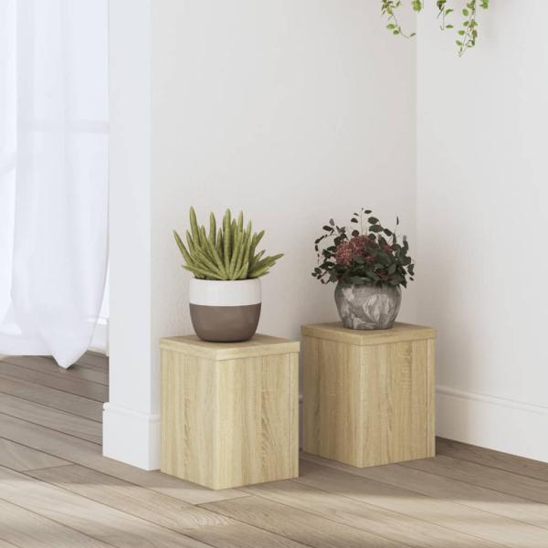 ARDEBO.de - Pflanzenständer 2 Stk. Sonoma-Eiche 15x15x20 cm Holzwerkstoff