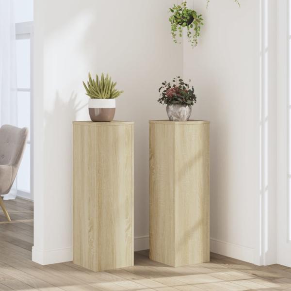 ARDEBO.de - Pflanzenständer 2 Stk. Sonoma-Eiche 25x25x80 cm Holzwerkstoff