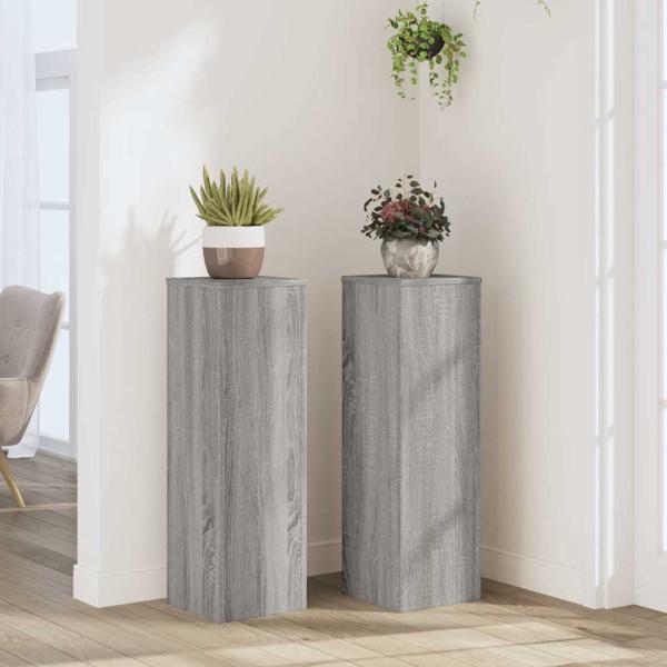 ARDEBO.de - Pflanzenständer 2 Stk. Grau Sonoma 25x25x80 cm Holzwerkstoff
