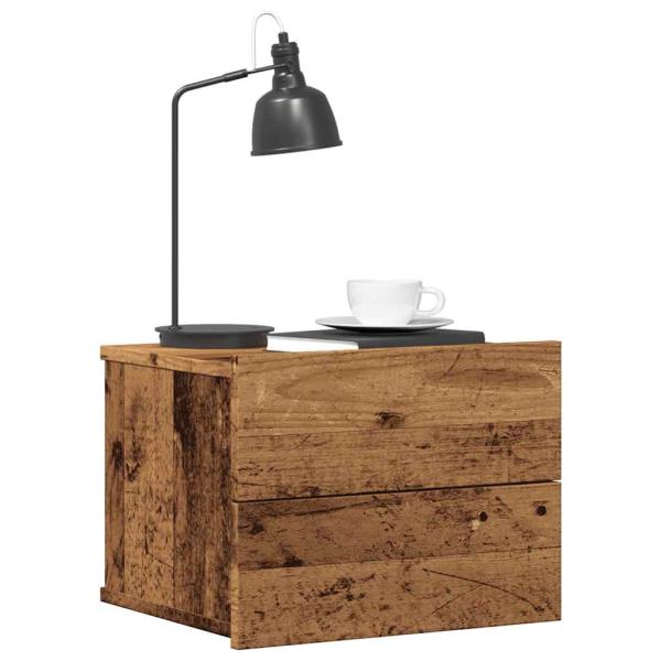 ARDEBO.de - Wand-Nachttische 2 Stk. Altholz-Optik 40x32x30 cm