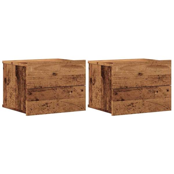 Wand-Nachttische 2 Stk. Altholz-Optik 40x32x30 cm