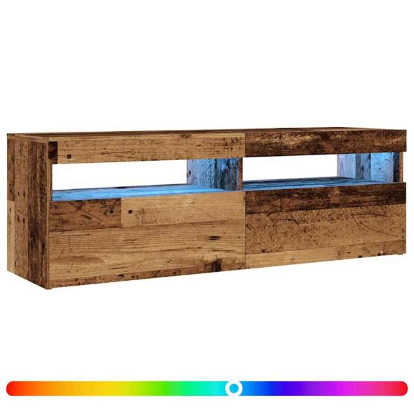TV-Schrank mit LED Altholz-Optik 120x35x40 cm Holzwerkstoff