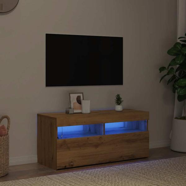 TV-Schrank mit LED-Leuchten Artisan-Eiche 90x35x40 cm