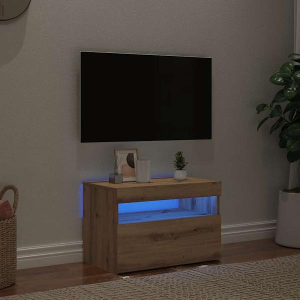 ARDEBO.de - TV-Schrank mit LED-Leuchten Artisan-Eiche 60x35x40 cm