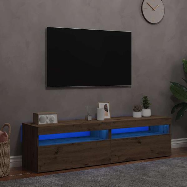 ARDEBO.de - TV-Schränke mit LED-Leuchten 2 Stk. Artisan-Eiche Holzwerkstoff
