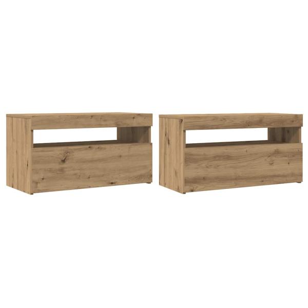 TV-Schränke mit LED-Leuchten 2 Stk. Artisan-Eiche Holzwerkstoff