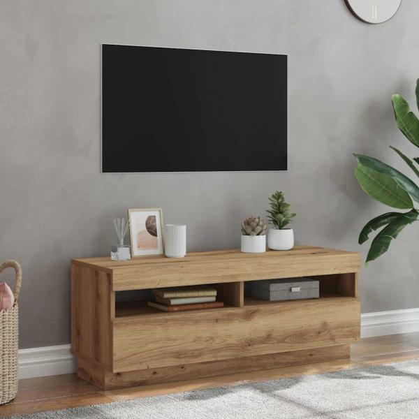 ARDEBO.de - TV-Schrank mit LED-Leuchten Artisan-Eiche 100x35x40 cm