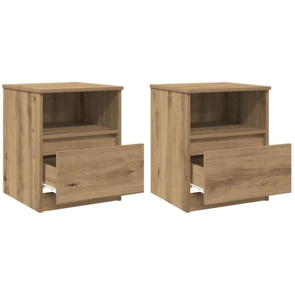 Nachttische 2 Stk. Artisan-Eiche 40x40x50 cm Holzwerkstoff