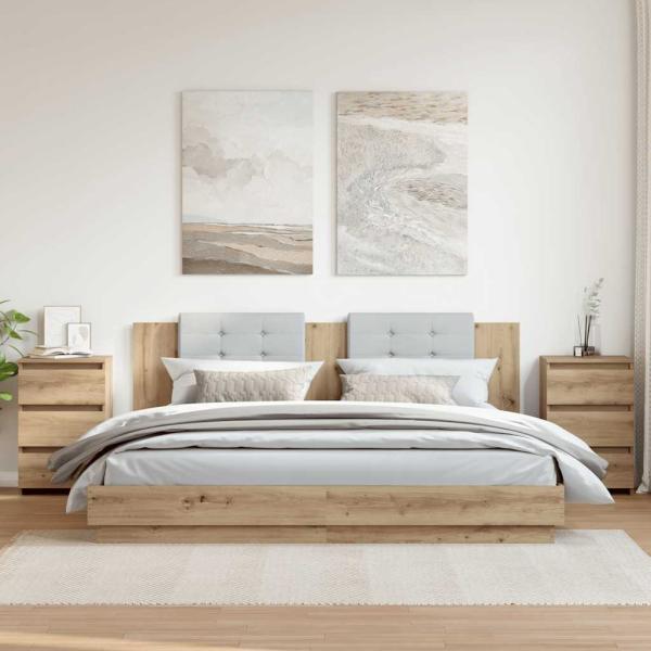 ARDEBO.de - Nachttische 2 Stk. Artisan-Eiche 40x35x62,5 cm Holzwerkstoff