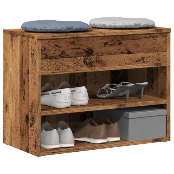 ARDEBO.de - Schuhbank Altholz-Optik 60x30x45 cm Holzwerkstoff
