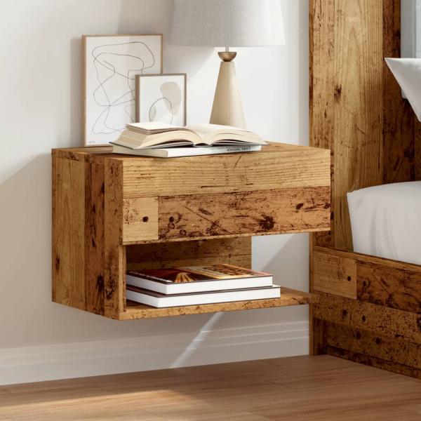 ARDEBO.de - Wand-Nachttische 2 Stk. Altholz-Optik
