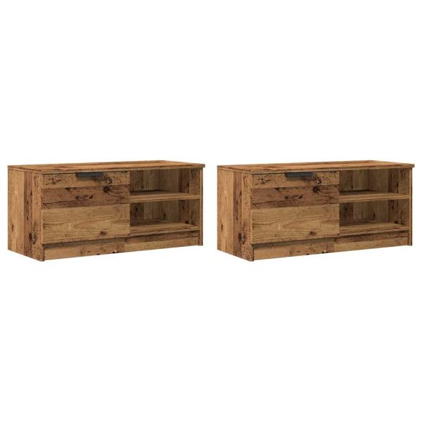 TV-Schränke 2 Stk. Altholz-Optik 80x35x36,5 cm Holzwerkstoff