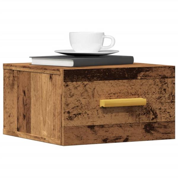 ARDEBO.de - Wand-Nachttisch Altholz-Optik 35x35x20 cm