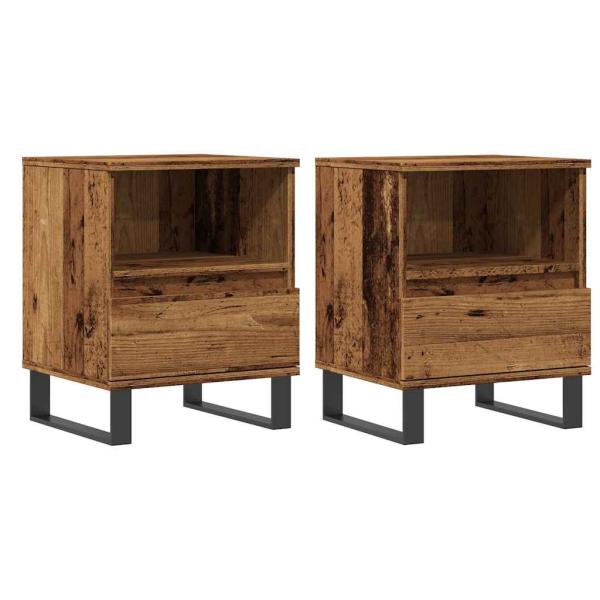 Nachttische 2 Stk. Altholz-Optik 40x35x50 cm Holzwerkstoff