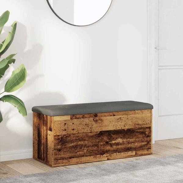 ARDEBO.de - Sitzbank mit Stauraum Altholz-Optik 102x42x45 cm Holzwerkstoff