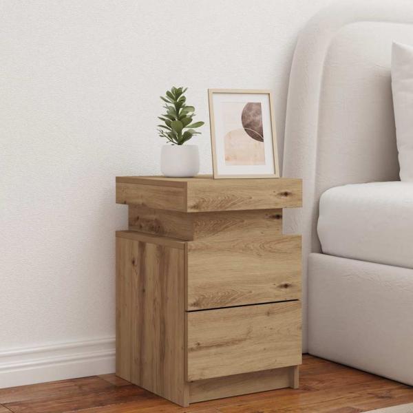 ARDEBO.de - LED-Nachttisch Artisan-Eiche 35x39x55 cm Holzwerkstoff